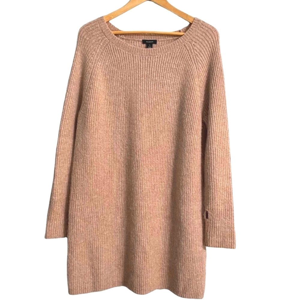 Halogen Blush Pink Long Ribbed Crew Neck Sweater Women Size M